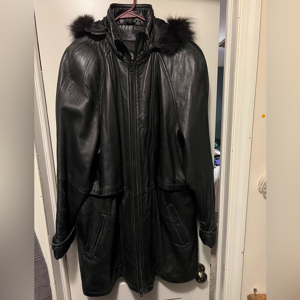 Tibor Genuine Leather jacket. Black. Size 2x